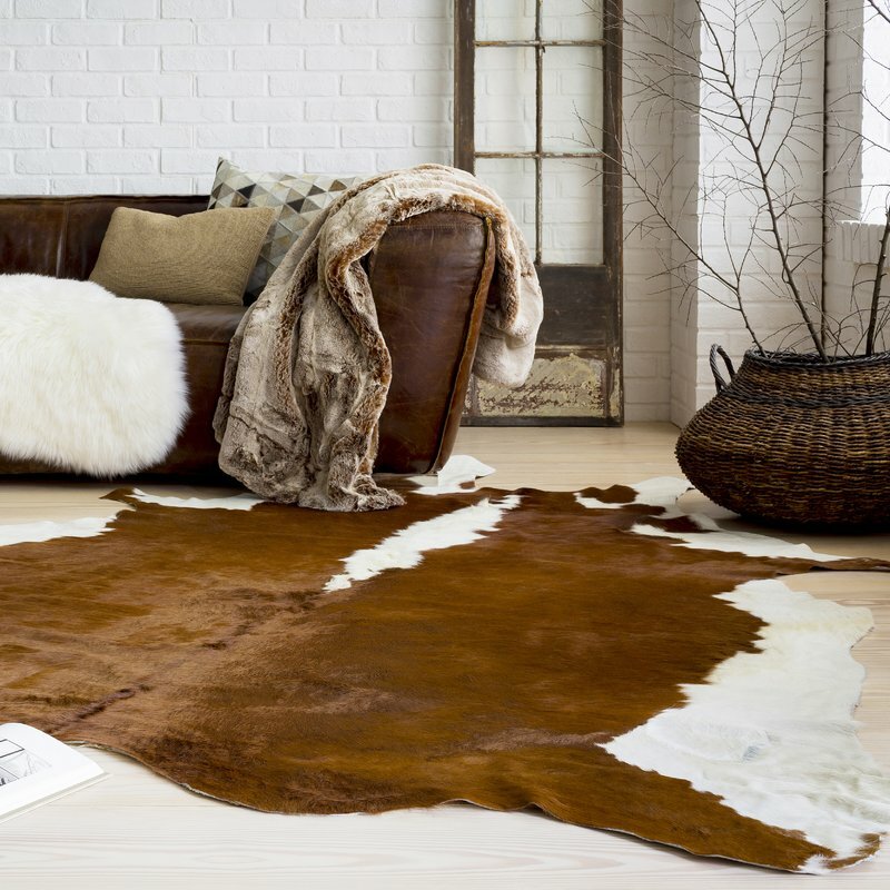 Hereford Brazilian Cowhide Rug: Xl , Natural Suede Leather | eCowhides