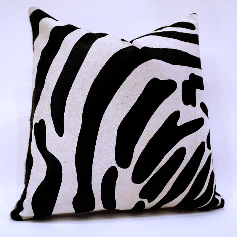 Zebra Cowhide Pillow , Natural Suede Leather | eCowhides