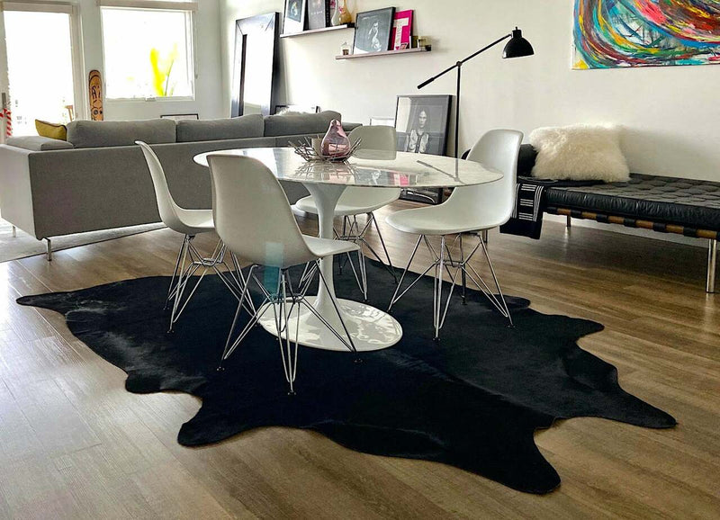 Black Brazilian Cowhide Rug: Xl , Natural Suede Leather | eCowhides