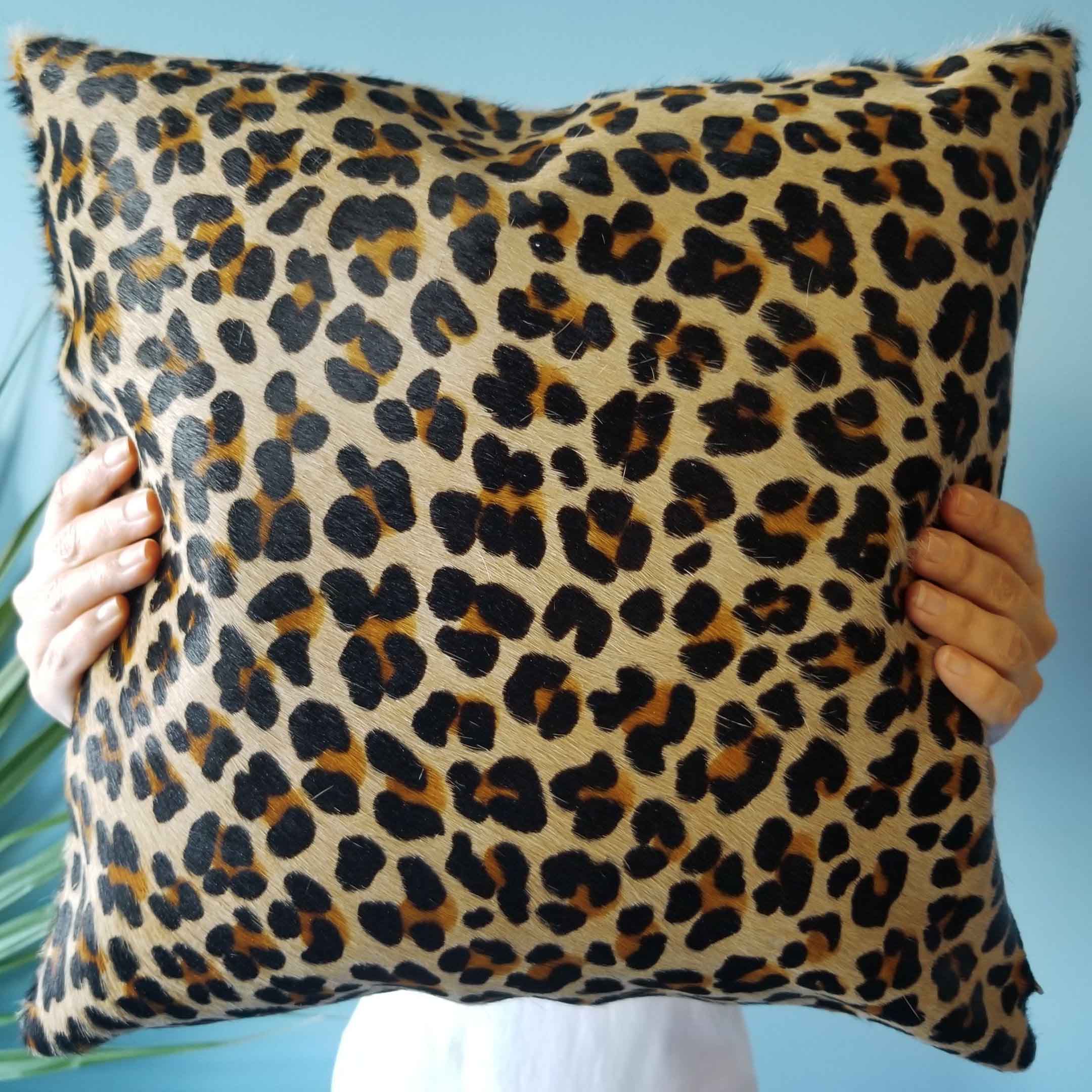 Leopard Cowhide Pillow , Natural Suede Leather eCowhides