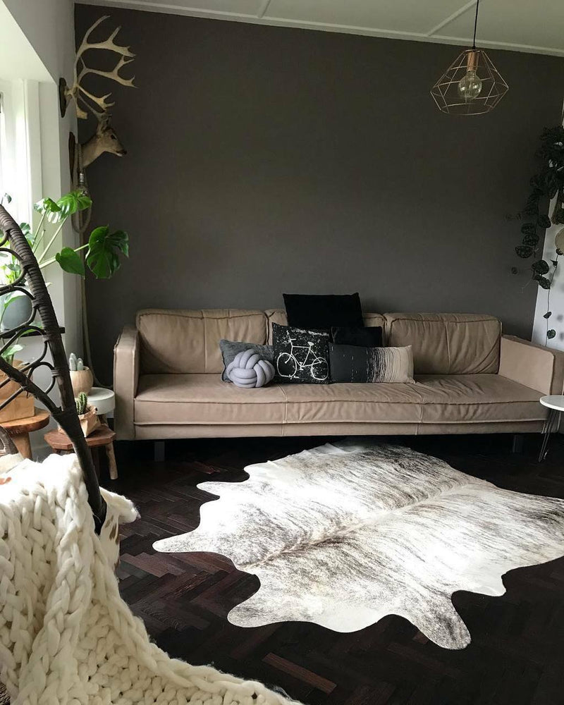 Light Brindle Brazilian Cowhide Rug: Xl , Natural Suede Leather | eCowhides