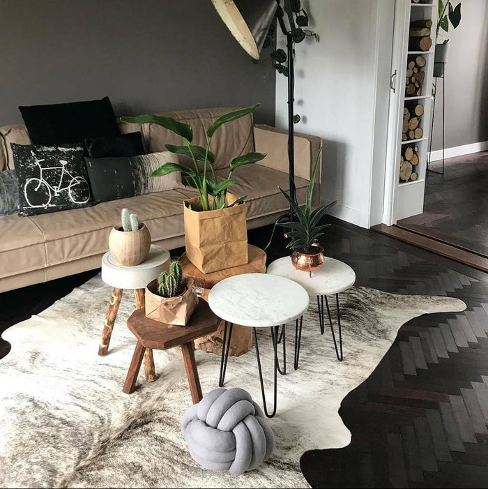 Light Brindle Brazilian Cowhide Rug: Xl , Natural Suede Leather | eCowhides