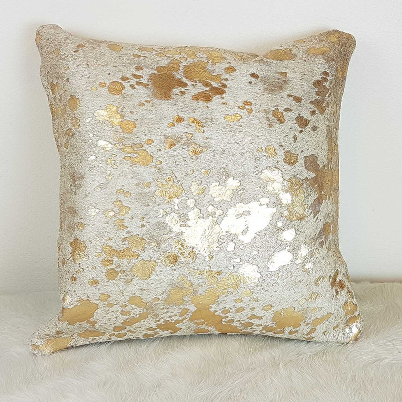 Metallic Gold Cowhide Pillow