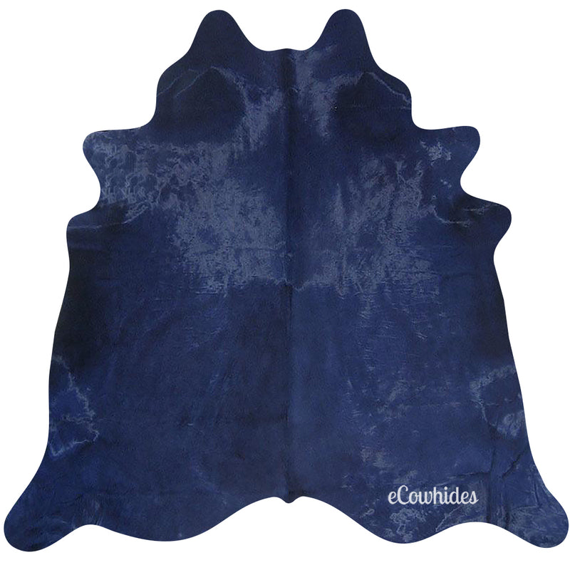 Navy Blue Dyed Cowhide Rug , Natural Suede Leather | eCowhides