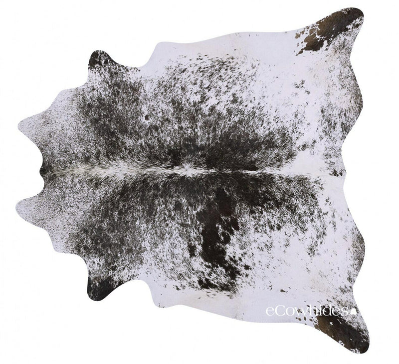 Salt And Pepper Black Brazilian Cowhide Rug: Xl , Natural Suede Leather | eCowhides