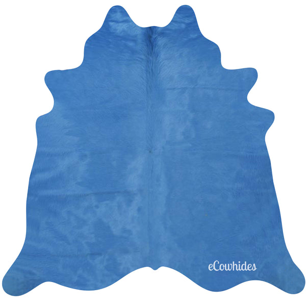 Sea Blue Dyed Cowhide Rug , Natural Suede Leather | eCowhides