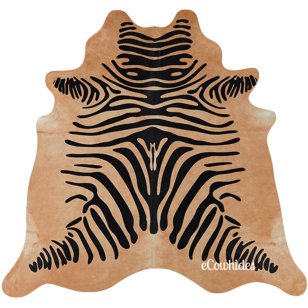 Caramel Zebra Cowhide Rug , Natural Suede Leather | eCowhides