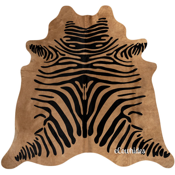 Caramel Zebra Cowhide Rug , Natural Suede Leather | eCowhides
