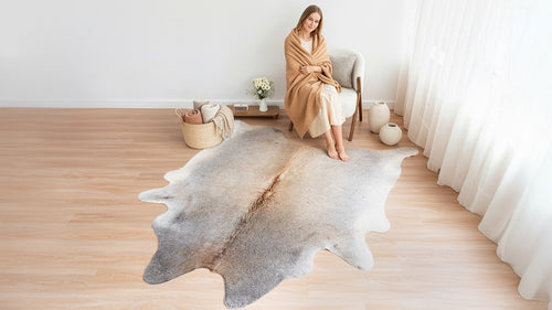 Grey Palomino Cowhide Rug
