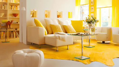 Vibrant Yellow Colored Cowhide Rug