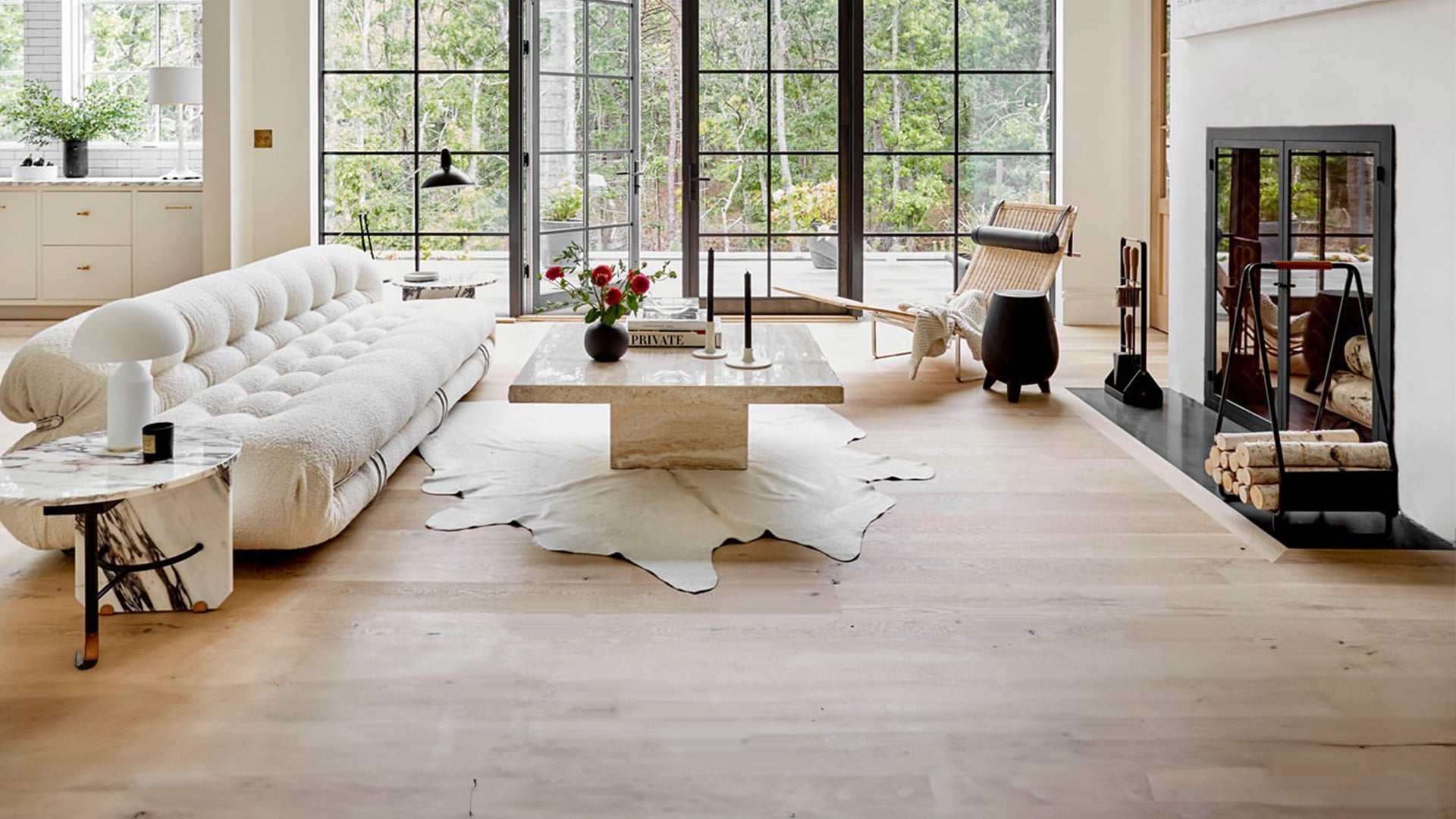 Contemporary Living Room with a Stunning Cowhide Rug