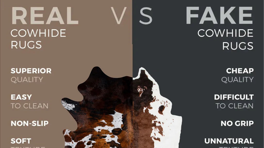 Real Cowhide Rug versus Faux Cowhide Rug by eCowhides