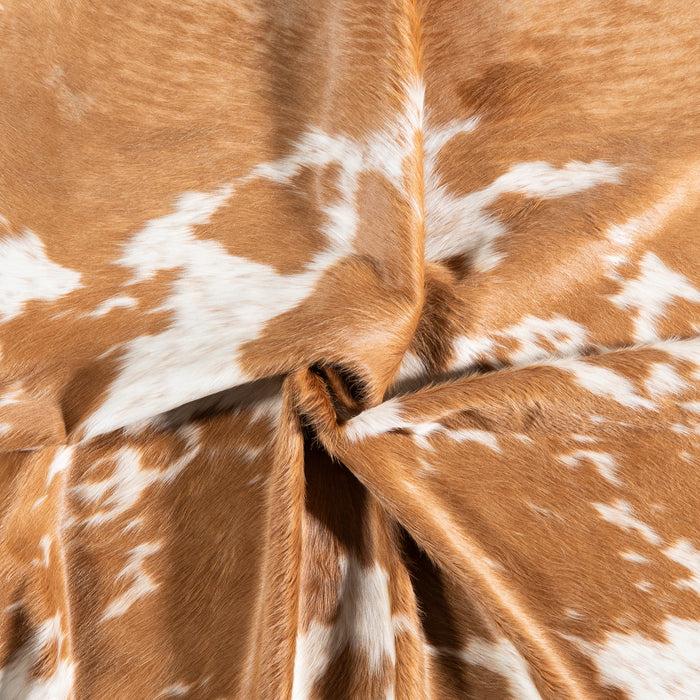 Brazilian Palomino and White Cowhide Rug Size 7'1" L x 6'9" W 6109