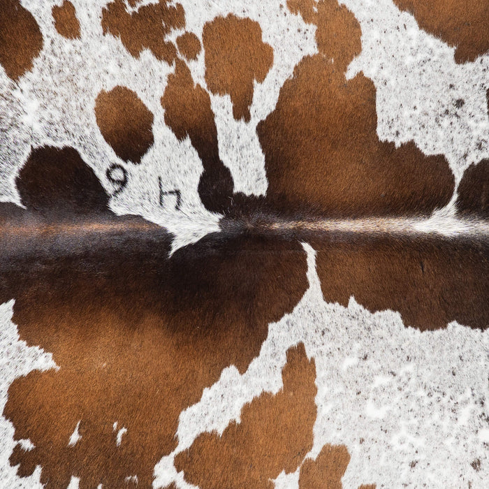 Brazilian Chocolate and White Cowhide Rug Size 6'10" L x 5'9" W 1005