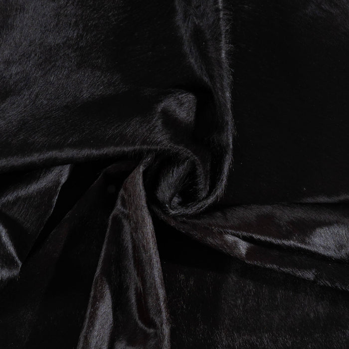 Brazilian Solid Black Cowhide Rug Size 7'1" L x 6'1" W 1083