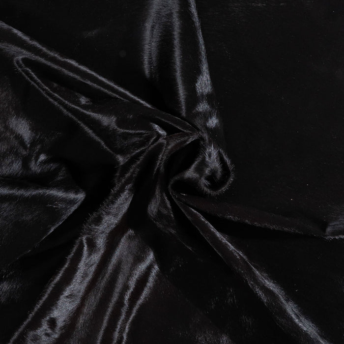 Brazilian Solid Black Cowhide Rug Size 6'11" L x 6'6" W 1099
