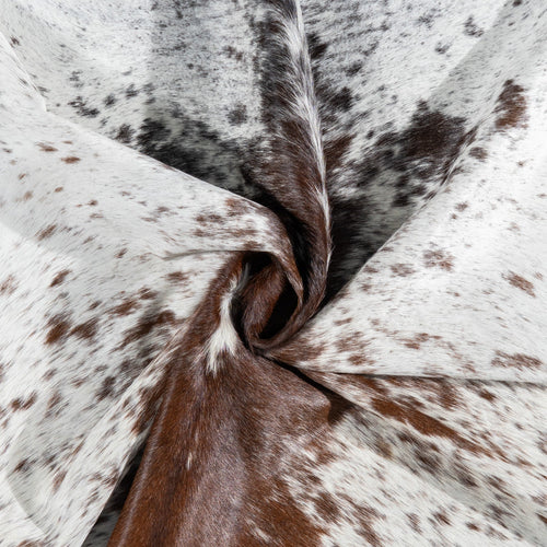 Brazilian Chocolate and White Cowhide Rug Size 6'7" L x 6'1" W 1106