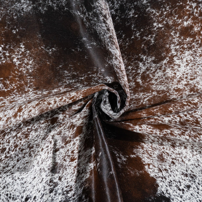 Brazilian Chocolate and White Cowhide Rug Size 6'7" L x 5'11" W 1107