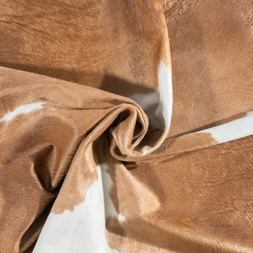 Brazilian Palomino and White Cowhide Rug Size 7'0" L x 6'8" W 1129
