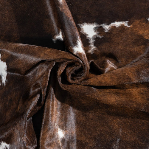Brazilian Chocolate and White Cowhide Rug Size 6'7" L x 5'9" W 1138