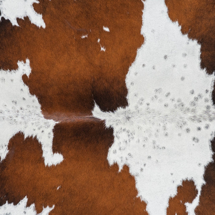 Brazilian Chocolate and White Cowhide Rug Size 7'5" L x 6'9" W 1144