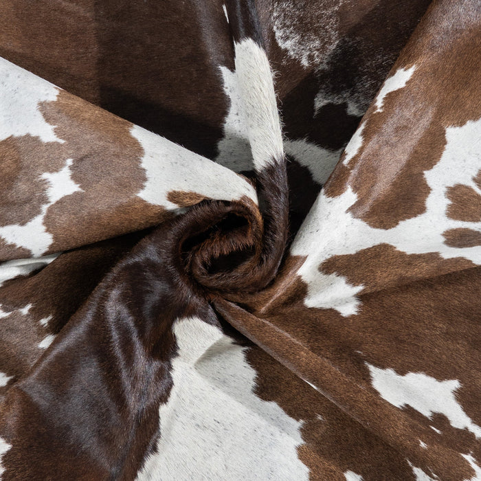 Brazilian Chocolate and White Cowhide Rug Size 6'1" L x 5'11" W 1146