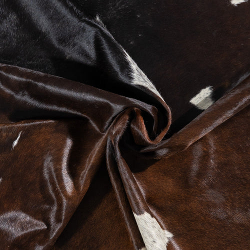 Brazilian Chocolate and White Cowhide Rug Size 6'10" L x 5'7" W 1147