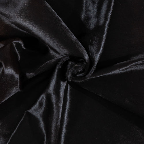 Brazilian Solid Black Cowhide Rug Size 6'9" L x 7'1" W 1163