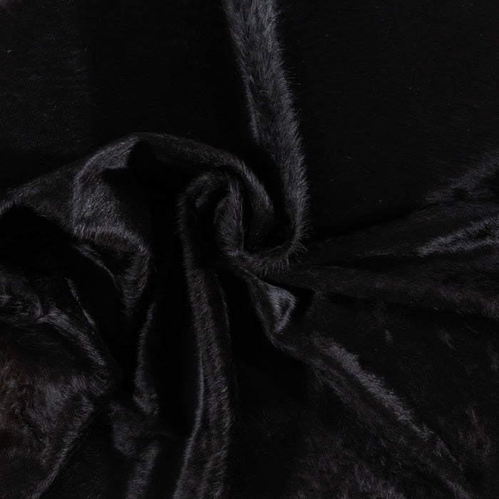 Brazilian Solid Black Cowhide Rug Size 7'1" L x 6'10" W 1168