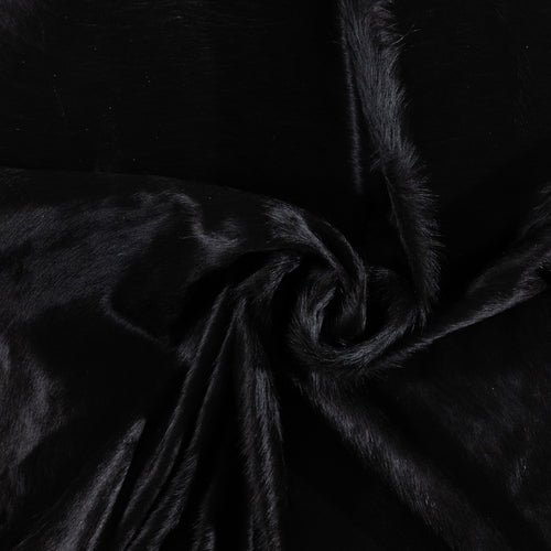 Brazilian Solid Black Cowhide Rug Size 7'5" L x 6'11" W 1169