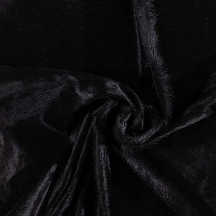 Brazilian Solid Black Cowhide Rug Size 7'5" L x 6'11" W 1169