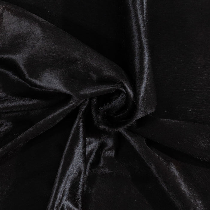 Brazilian Solid Black Cowhide Rug Size 7'7" L x 6'10" W 1187