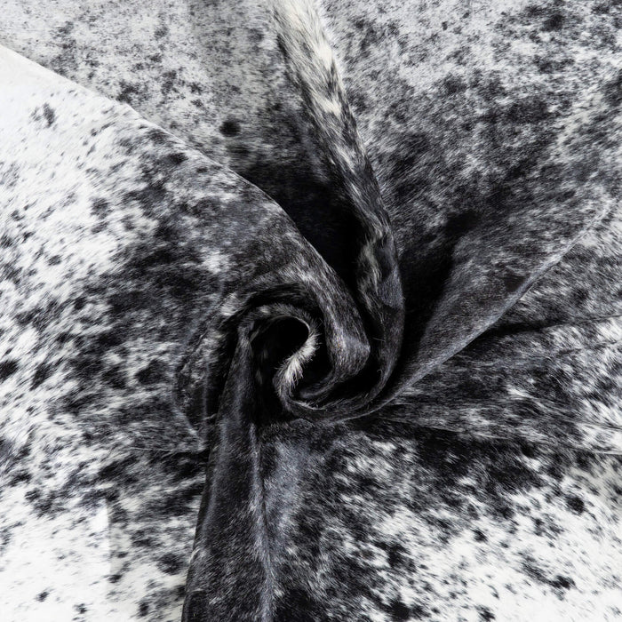 Brazilian Black Salt and Pepper Cowhide Rug Size 7'11" L x 6'10" W 1267