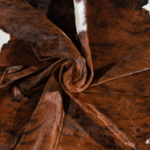 Brazilian Brindle White Belly and Backbone Cowhide Rug Size 7'8" L x 6'11" W 1363