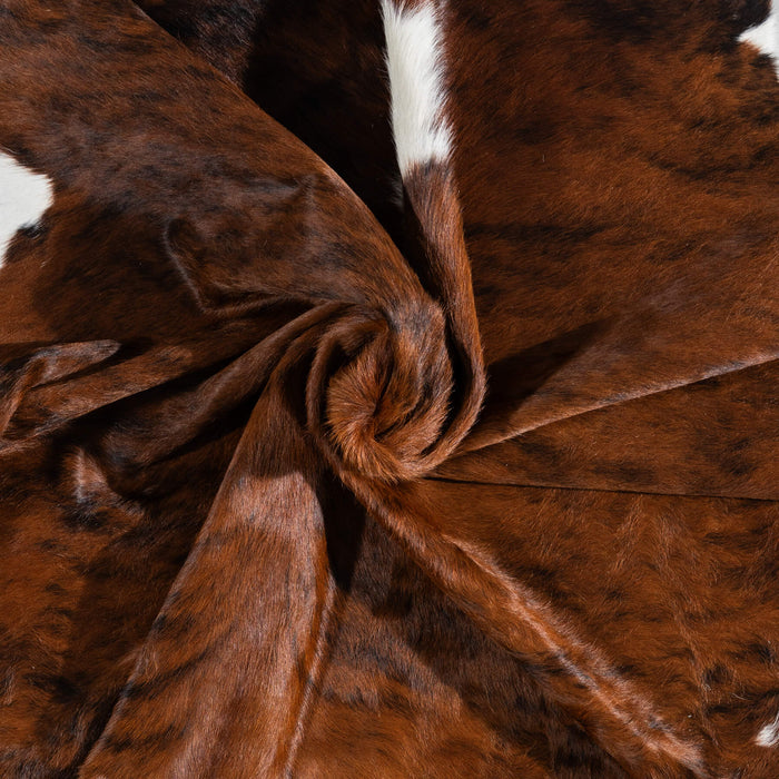 Brazilian Brindle White Belly and Backbone Cowhide Rug Size 7'8" L x 6'11" W 1363
