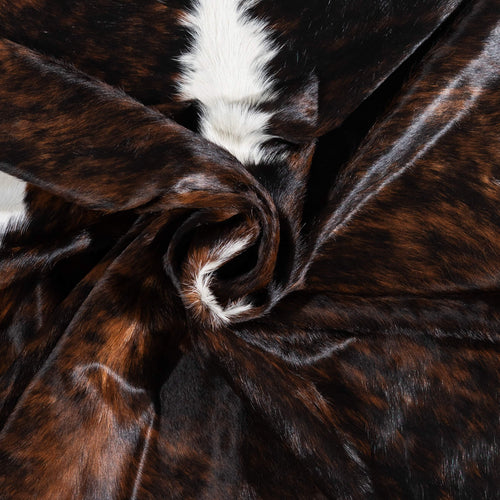 Brazilian Brindle White Belly and Backbone Cowhide Rug Size 6'10" L x 5'11" W 1365