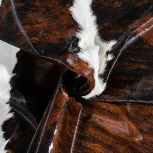Brazilian Brindle White Belly and Backbone Cowhide Rug Size 7'2" L x 6'5" W 1367