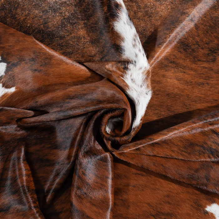 Brindle White Belly and Backbone Cowhide Rug Size 7'9" L x 7'3" W 1369