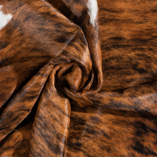Brazilian Brindle White Belly and Backbone Cowhide Rug Size 7'7" L x 7'1" W 1370