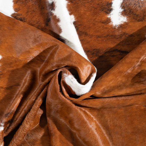 Brazilian Brindle White Belly and Backbone Cowhide Rug Size 7'4" L x 7'0" W 1436