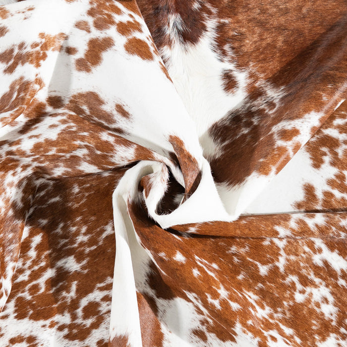 Brazilian Brown and White Cowhide Rug Size 7'4" L x 6'6" W 1456