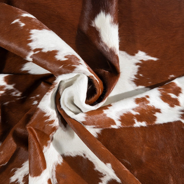 Brazilian Brown and White Cowhide Rug Size 7'11" L x 6'7" W 1459
