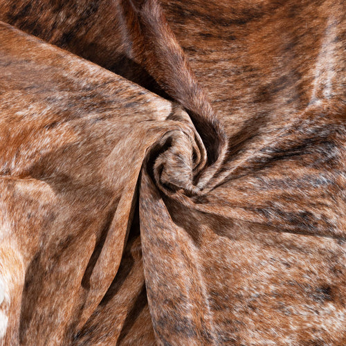 Brazilian Brindle White Belly Cowhide Rug Size 7'5" L x 6'9" W 1460