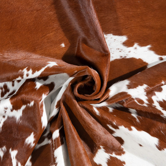 Brazilian Brown and White Cowhide Rug Size 7'7" L x 6'8" W 1462