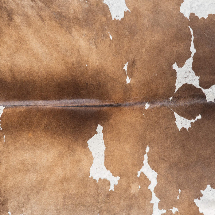 Brazilian Chocolate and White Cowhide Rug Size 8'2" L x 7'3" W 1472