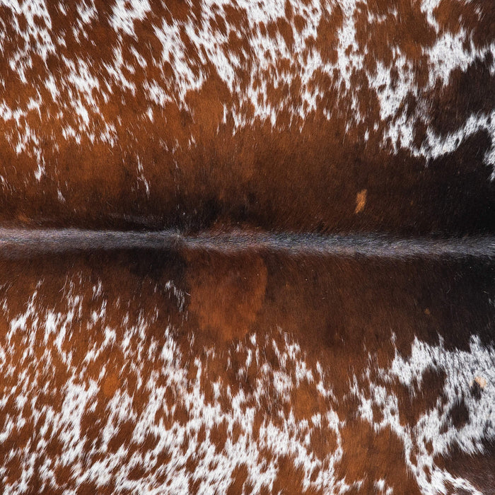 Brazilian Chocolate and White Cowhide Rug Size 7'8" L x 6'7" W 1478
