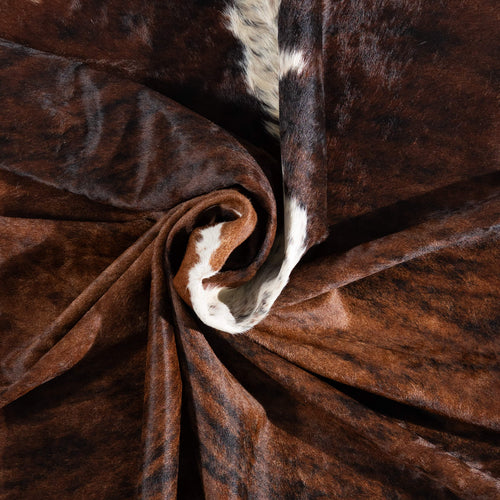Brazilian Brindle White Belly and Backbone Cowhide Rug Size 8'1" L x 7'4" W 1480