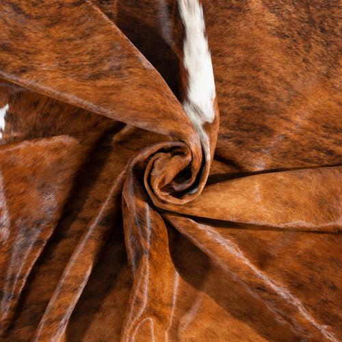 Brazilian Brindle White Belly and Backbone Cowhide Rug Size 7'10" L x 6'5" W 1481