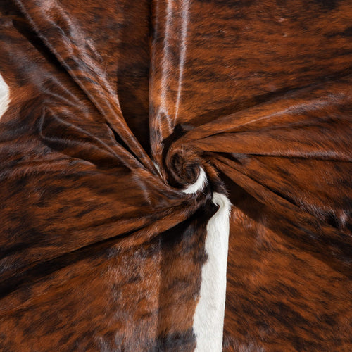 Brazilian Brindle White Belly and Backbone Cowhide Rug Size 7'6" L x 6'7" W 1483