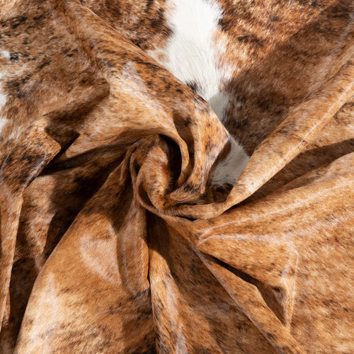 Brazilian Brindle White Belly and Backbone Cowhide Rug Size 7'11" L x 7'4" W 1484